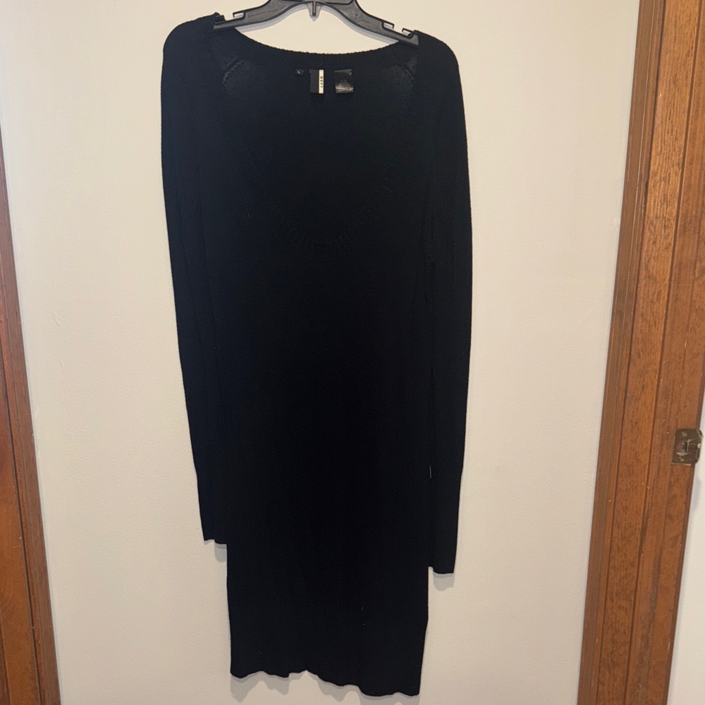 Dept L Elegant Black Long Sleeve Sweater Dress